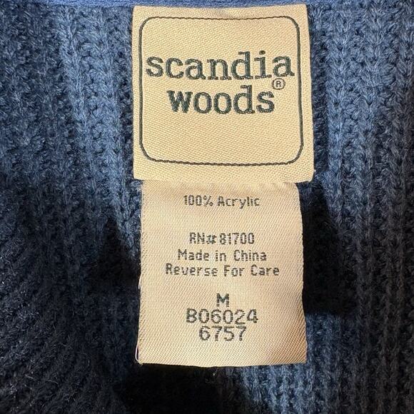 Blue Shawl Neck Sweater Men Medium Scandia Woods Preppy Pockets Button - Picture 6 of 9